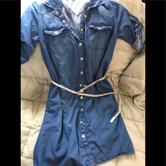 HAODUOYI Dresses & Skirts - Jean dress with snap front and sleeves.